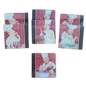 Wine Chef Sommelier Glass Coasters W/ Artwork by Shari Warren Beverage Coasters
